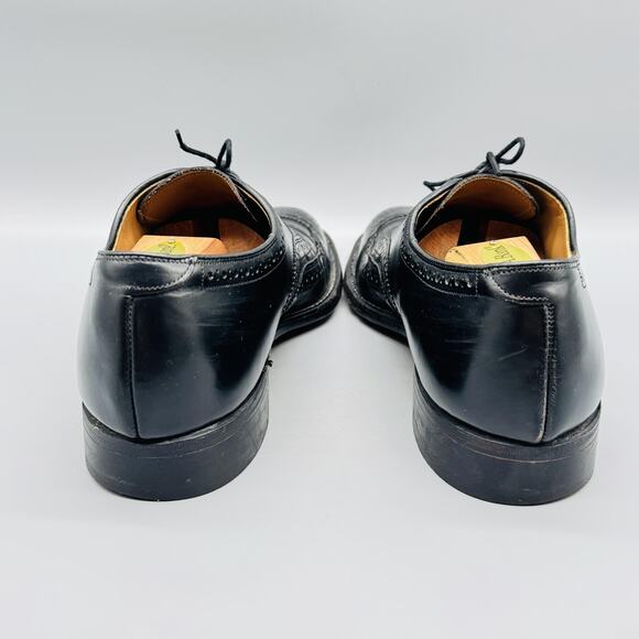 Johnston & Murphy Shoes Mens 8.5 Black Leather Wingtip Oxford USA Brogue main image 9